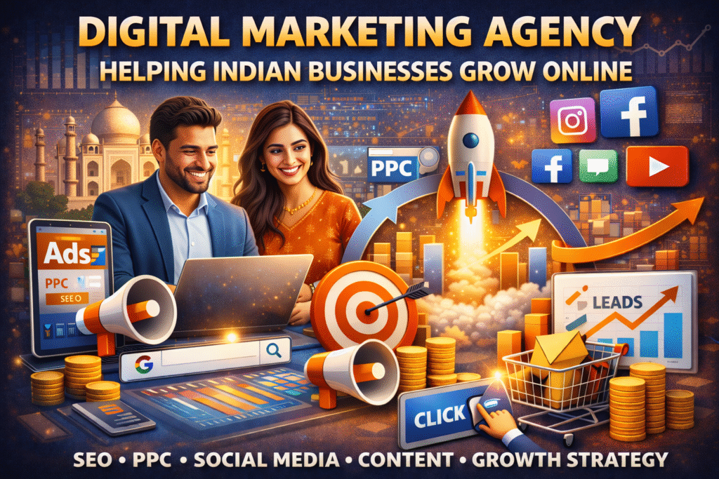 Digital marketing agency helping Indian businesses grow online with SEO, PPC, and social media strategies
